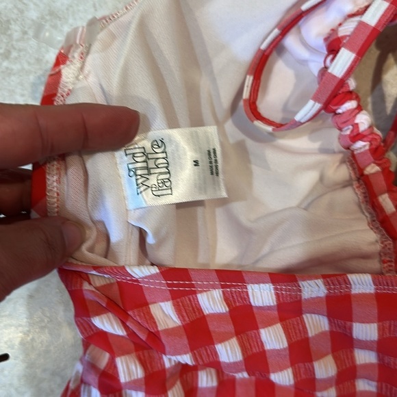NEW! Wild Fable Red Gingham Checkered One-Piece Halter Swimsuit M bathing suit - Picture 6 of 8